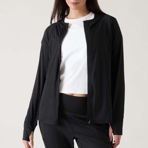 Athleta Pacifica Illume UPF Relaxed Jacket Full Zip Black Small - Picture 2 of 11